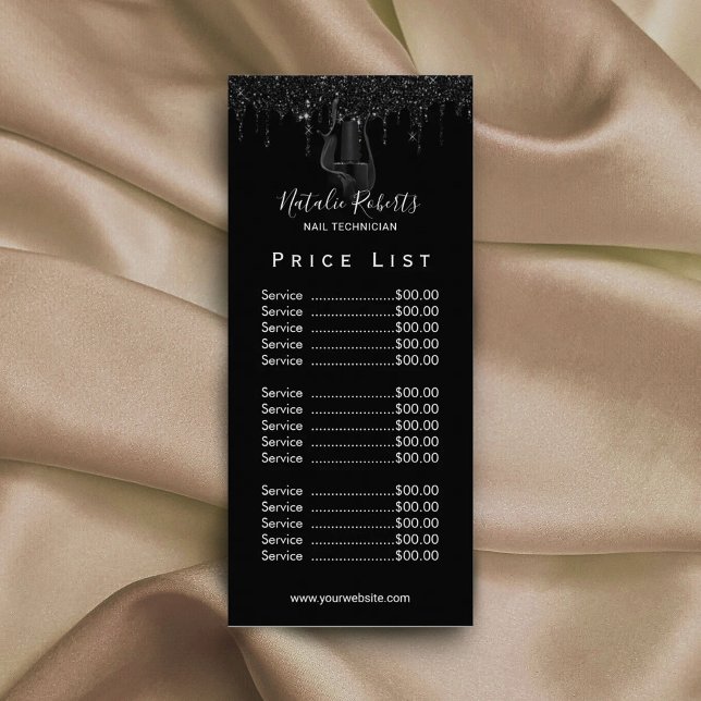 Tarjeta Publicitaria Nail Salon Manicurist Black Driss Price List (Subido por el creador)