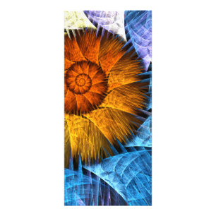 Tarjeta Publicitaria Naranja floral Azul amarillo abstracto arte