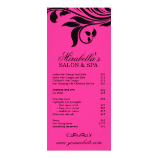 Tarjeta Publicitaria Negro rosado floral de la hoja del balneario de la