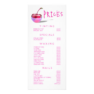 Tarjeta Publicitaria Neon Cherry Beautician Beauty Service Price List