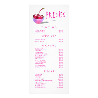 Tarjeta Publicitaria Neon Cherry Beautician Beauty Service Price List