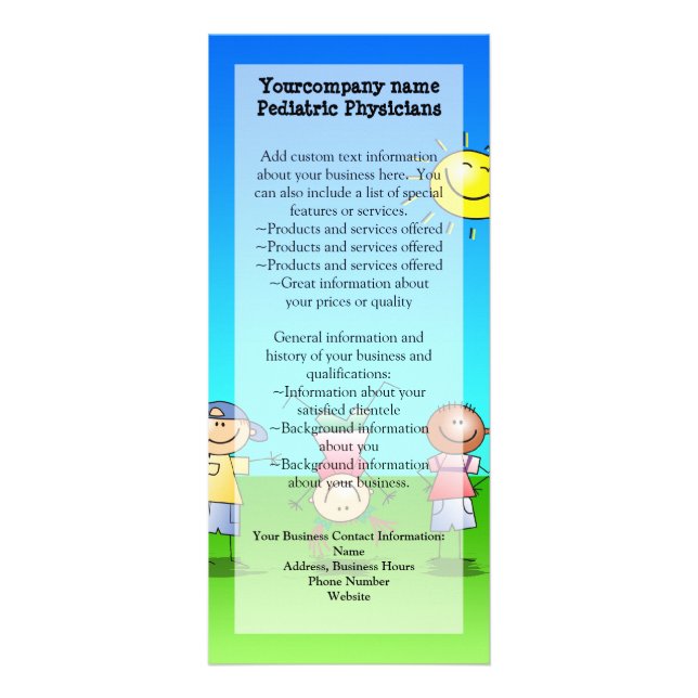 Tarjeta Publicitaria Niños que juegan al aire libre en un día soleado (Frente)