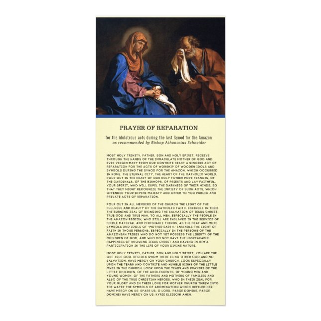 Tarjeta Publicitaria Oración católica de reparación, la Santísima Trini (Frente)