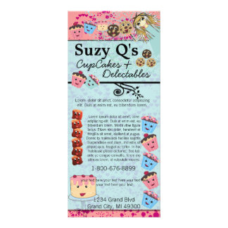Tarjeta Publicitaria Panadería Cupakes Aqua Blue Swift Rack Card