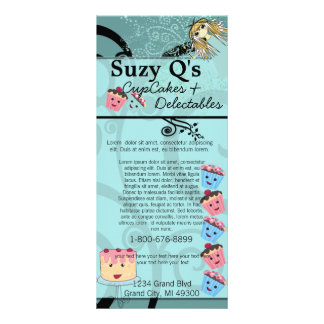 Tarjeta Publicitaria Panadería Cupakes Aqua Blue Swift Rack Card