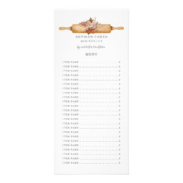 Tarjeta Publicitaria Panadería Pastelería Chef Acuarela Floral Rollo Pi