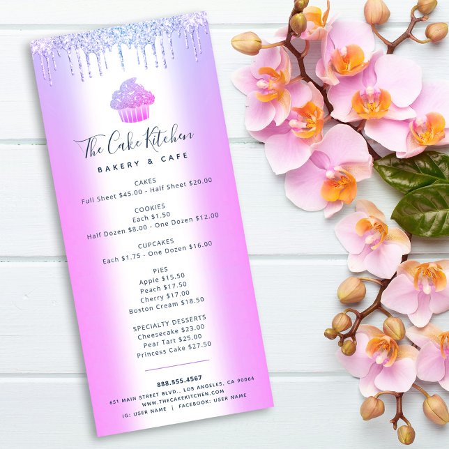 Tarjeta Publicitaria Panadería Purpurina Púrpura Pastel Pastry Chef Men (Subido por el creador)