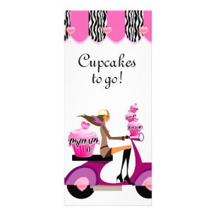 Tarjeta Publicitaria Panadería quequito Scooter Pink Zebra