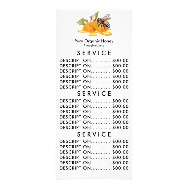 Tarjeta Publicitaria Panal elegante con abeja (Frente)