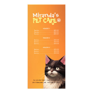 Tarjeta Publicitaria Papel de gato Tapas de cuidado de mascotas Lista d