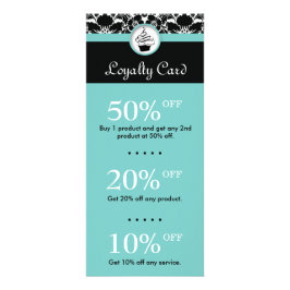 Tarjeta Publicitaria Pastel de panadería postres Flores Damask Azul