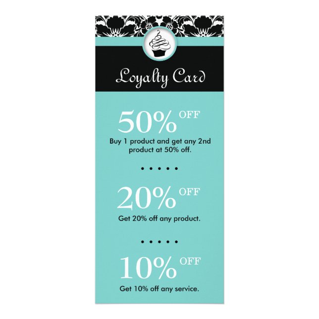 Tarjeta Publicitaria Pastel de panadería postres Flores Damask Azul (Frente)