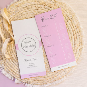 Tarjeta Publicitaria Pastel rosa tu logo lista de precios femenina