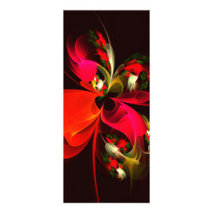 Tarjeta Publicitaria Patrón de arte abstracto rojo verde floral moderno