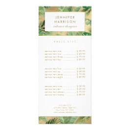 Tarjeta Publicitaria Patrón de Hojas Tropicales en Acuarela sobre Fondo