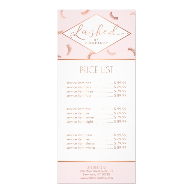 Tarjeta Publicitaria Patrón de latigazos de texto pulsado Oro rosado/Ro (Frente)