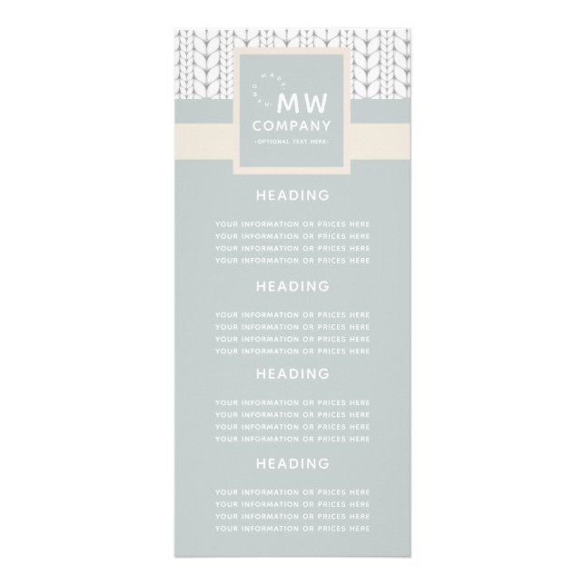 Tarjeta Publicitaria Patrón de punto moderno hecho mano profesional (Frente)