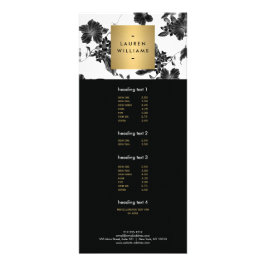 Tarjeta Publicitaria Patrón floral negro vintage