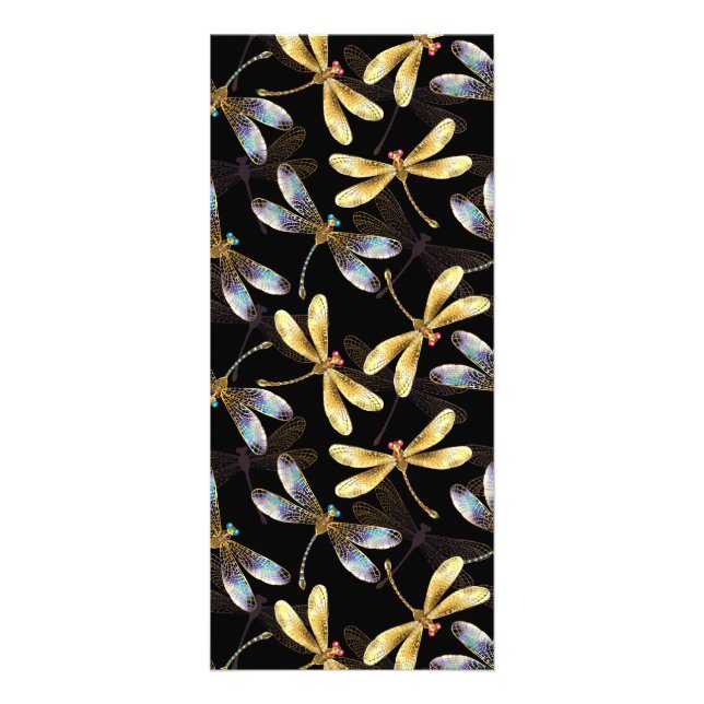 Tarjeta Publicitaria Patrón sin foco con Dragonflies dorados (Frente)