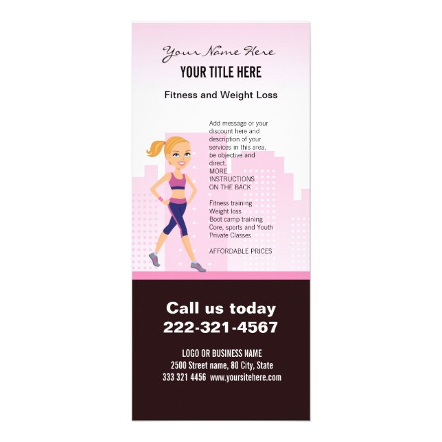 Tarjeta Publicitaria Personalizado de Chica de fitness (Frente)