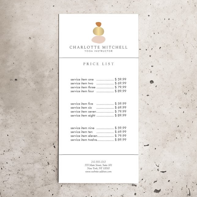 Tarjeta Publicitaria Piedras Zen Abstractas Modernas Logo Dorado Yoga,  (Subido por el creador)