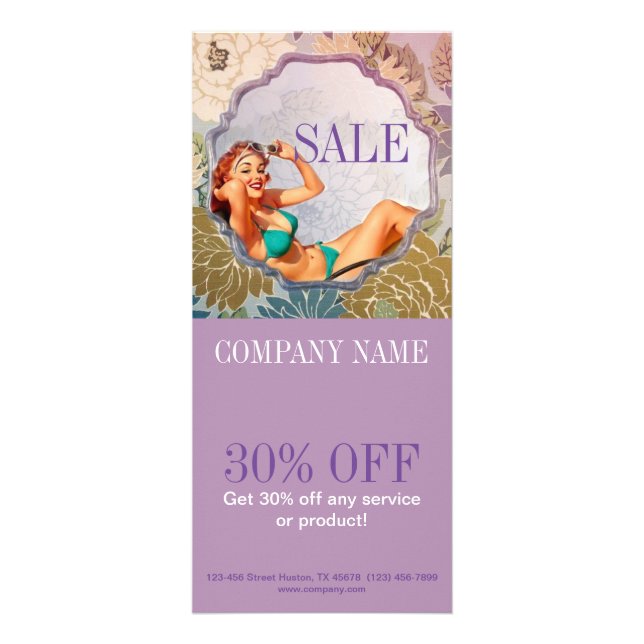 Tarjeta Publicitaria Pin Up Chica Hair Makeup Elegante Salón Tanning (Frente)