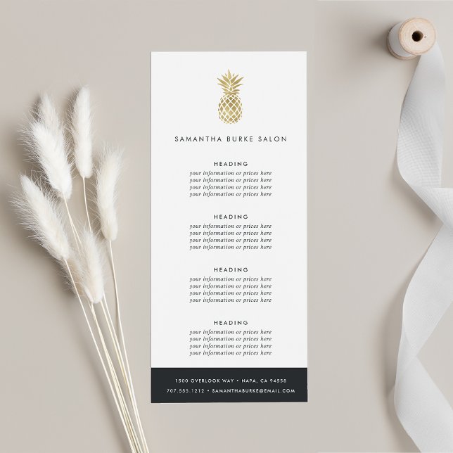 Tarjeta Publicitaria Piña Faux Gold | Precios o servicios (Subido por el creador)