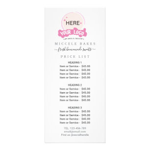 Tarjeta Publicitaria Pink Añadir su logo Precio de servicio de panaderí