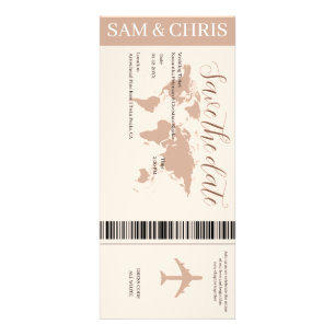Tarjeta Publicitaria Pink Salmon Boarding Pass World Map Travel