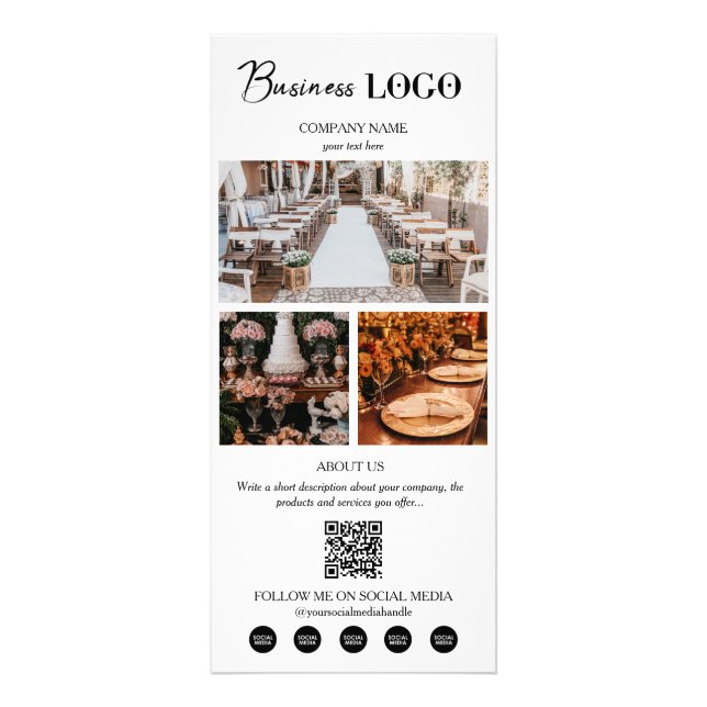 Tarjeta Publicitaria Planificación de eventos Negocios 3 Fotos Medios s (Frente)