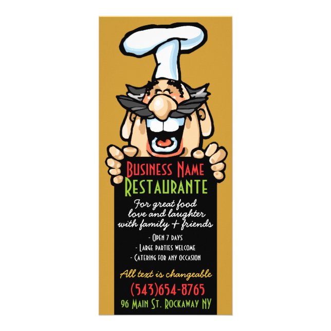 Tarjeta Publicitaria Plantilla para llevar 4x9.Italian.Chef.Pizza 2 del (Frente)