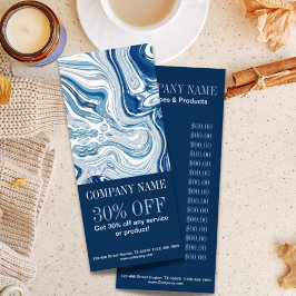 Tarjeta Publicitaria playa náutica océano acuarela mármol azul