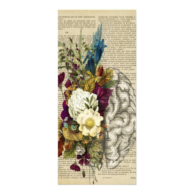 Tarjeta Publicitaria poster de anatomía cerebral floral médica (Frente)