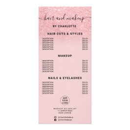 Tarjeta Publicitaria Precio de maquillaje de pelo con caligrafía de pur