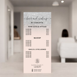 Tarjeta Publicitaria Precio de maquillaje de pelo de caligrafía purpuri