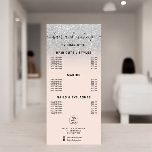 Tarjeta Publicitaria Precio de maquillaje de pelo de caligrafía purpuri