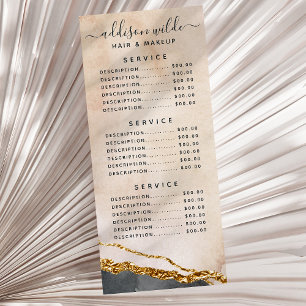 Tarjeta Publicitaria Precio de mármol de oro negro rosa acuarela script