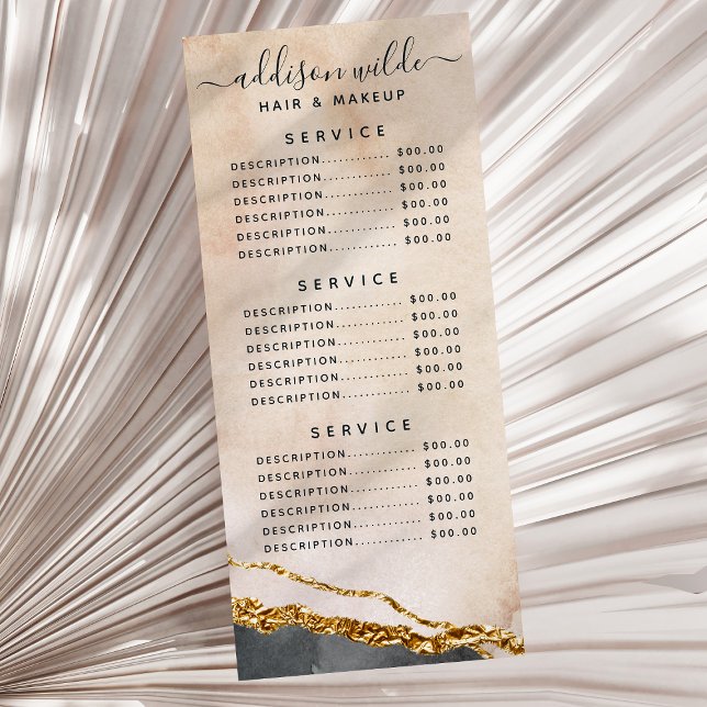 Tarjeta Publicitaria Precio de mármol de oro negro rosa acuarela script (Subido por el creador)