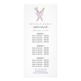 Tarjeta Publicitaria Precio del servicio de panadería Purple Floral