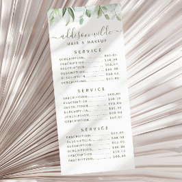 Tarjeta Publicitaria Precio del servicio floral de vegetación acuarela 