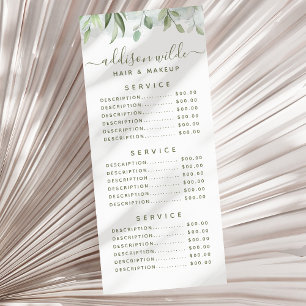 Tarjeta Publicitaria Precio del servicio floral de vegetación acuarela 
