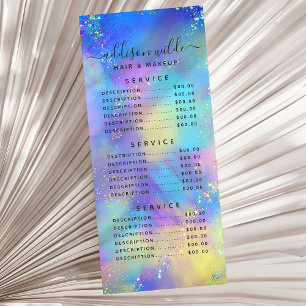Tarjeta Publicitaria Precio del servicio iridiscente opal holográfico