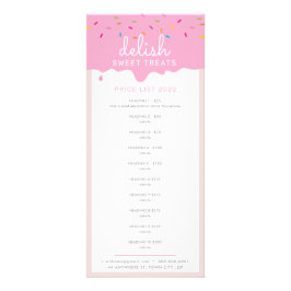 Tarjeta Publicitaria PRECIO LISTA pasteles de panadería heladas rociada