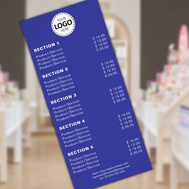 Tarjeta Publicitaria Producto/servicios personalizado Azul simple (Subido por el creador)