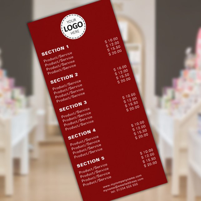 Tarjeta Publicitaria Producto/Servicios Personalizados Simple Rojo (Subido por el creador)