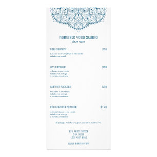 Tarjeta Publicitaria Professional Teal Yoga Class Rates Custom Photo