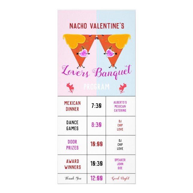 Tarjeta Publicitaria Programa/Menú de eventos de Nacho Valentine besand (Frente)