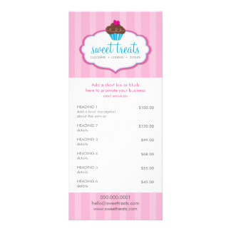 Tarjeta Publicitaria PROMO PRECIOS SERVICIOS LISTA quequitos panadería