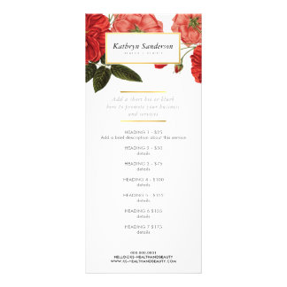 Tarjeta Publicitaria PROMO PRICE SERVICES LISTA flor rosa roja floral