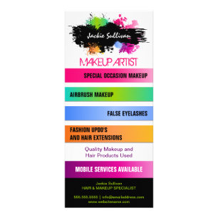 Tarjeta Publicitaria Promoción de artista de maquillaje de color Splash